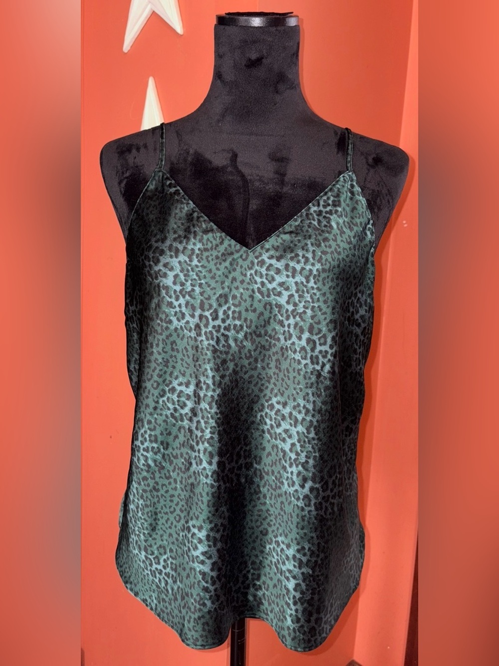 Victoria’s Secret open-back Green Leopard Satin Cami Top